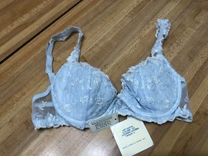 NWT Vtg La Perla Sz 75/2 34 Baby Blue Underwire Padded Lace Bra Italy Made - Picture 1 of 6