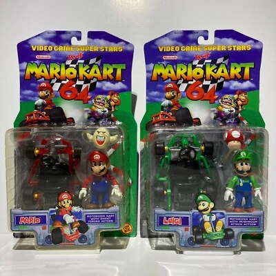 2 figuras de acción ToyBiz Mario Kart 64 - Mario y Luigi - Nintendo 2000 NUEVO Foto 1 de 4