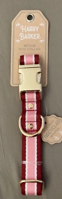 Harry Barker Pink Classic Striped Dog Collar (M)