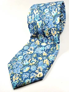 RALPH LAUREN CHAPS Men's Tie Blue Yellow White Floral Necktie NEW - Picture 1 of 3