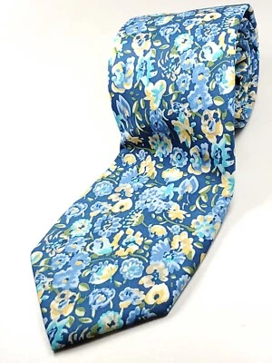 RALPH LAUREN CHAPS Men's Tie Blue Yellow White Floral Necktie NEW — 第 1/3 张图片