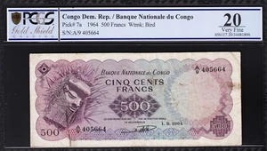CONGO.DEM.REP, 500 FRANCS, 1964, PCGS 20 VERY FINE, P.7A - Picture 1 of 4