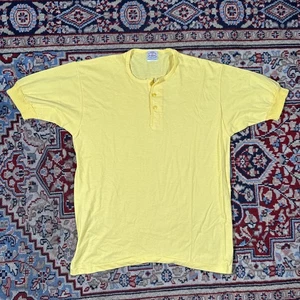 Race Brand Hemd Herren Größe 42 Gelb Kurzarm Henley Vintage - Bild 1 von 5