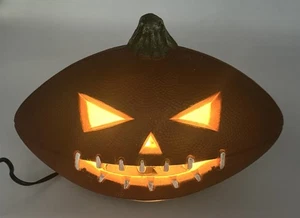 Vintage Halloween Football Pumpkin Jack-O-Lantern Foam Blow Mold Lights Up - Picture 1 of 9