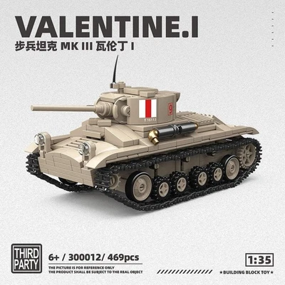 EXPROTAS WW2 Valentine I Light Tank MKIII 1:35 Building Blocks Military Brick Model Educa