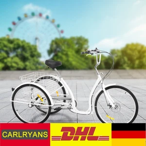 26" Zoll Dreirad Fahrrad 6 Gang 3 Räder Für Erwachsene Tricycle Mit Einkaufskorb - Bild 1 von 18