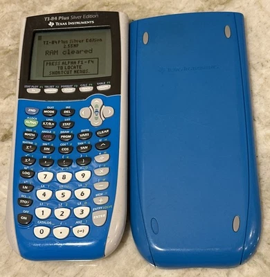 Texas Instruments TI-84 Plus Silver Edition Graphing Calculator Blue w/Cover - Image 1 of 4
