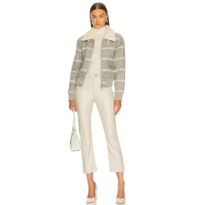 Pantaloni Jonathan Simkhai River High Rise Ceramica Crema Pelle Vegan 10 - Foto 1 di 12