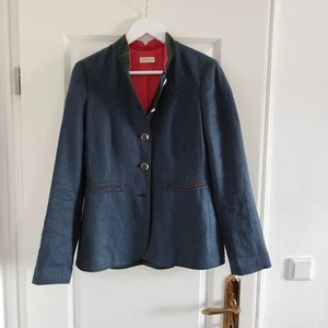 Trachten Blazer Gr.36 Landhaus Dunkles Blau Reines Leinen Neu - Bild 1 von 8