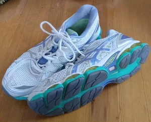 Asics Women's Gel Nimbus 15 Fluid White Purple Teal Running Shoes Sneakers US 10 - Picture 1 of 7