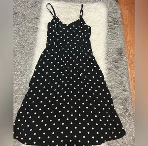 Gepunktetes schwarz-weißes Midikleid Größe: M passt S - Bild 1 von 1