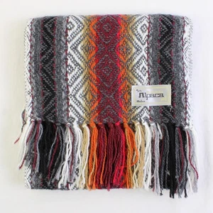Ruashka Alpaka Südwesten Azteken Rauten Design Wolle Schal 62" - Bild 1 von 5
