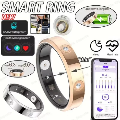 2025 Smart Diamond Ring For Women/Men Health BP BO Tracker Sleep Monitor Fitness - Image 1 of 4