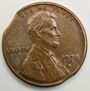 1978 D Lincoln Memorial Cent AU Double Clipped Planchet Penny Mint Error Type - Picture 1 of 4