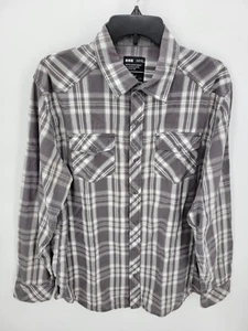 Empyre Shirt Mens Large Gray Plaid Long Sleeve Snap Up Western 90s Y2K - Picture 1 of 10