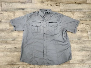 Roca Wear Hemd mit Knopfleiste Kurzarm grau schwarz 4XB Reißverschlüsse 4XL 4X Big & Tall - Bild 1 von 12