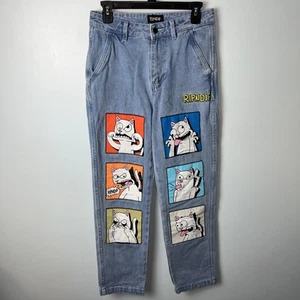 Ripndip Lord Nermal Frustration Cat Light Wash Loose Skate Jeans Sz 28 - Picture 1 of 10