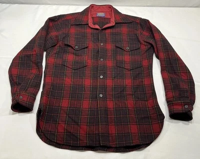 Vintage Pendleton Shirt Mens Large Wool Plaid Flannel USA Made Red Black Heavy - Image 1 of 4
