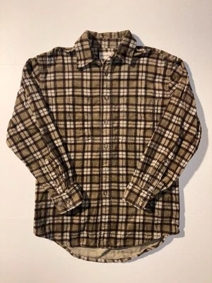 Vtg FieldMaster Flannel Shirt Corduroy Long Sleeve Brown Plaid Medium Western - Image 1 of 4