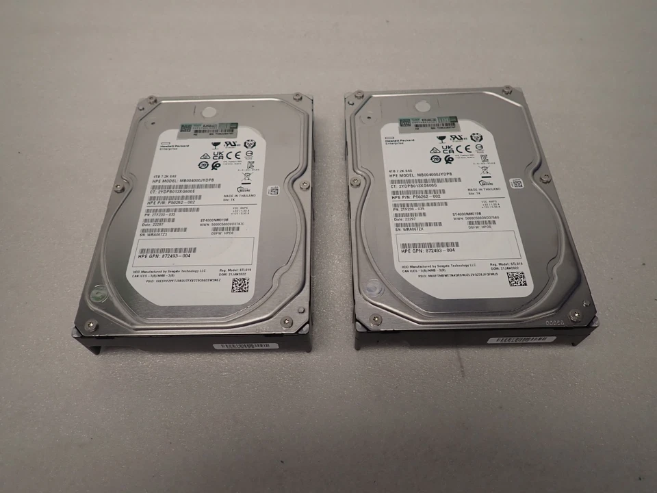 Lot of (2) HP Exos 3.5  4TB 7.2K RPM SAS  HD ST4000NM019B  HP:MB004000JYDPB - Image 1 of 1