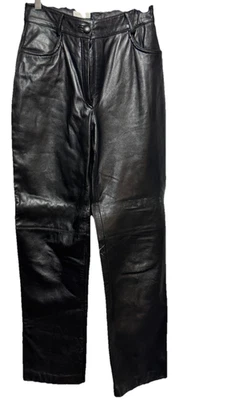 Pantalones de cuero negros Ferretti Studio Italia para mujer 8 cintura alta vintage años 90 Aeffe Foto 1 de 4