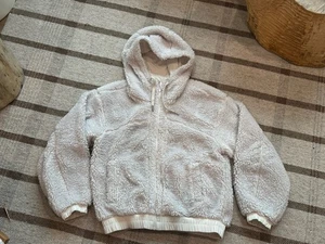 Lululemon Reversible Fleece Teddy Jacket Hood Bone White Women’s 10 Full Zip - Picture 1 of 11