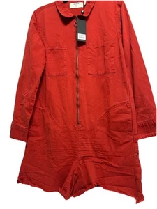 One Teaspoon Jumpsuit Womens Small Red Prophecy Wild Fire Utility Slouchy Romper - Picture 1 of 20