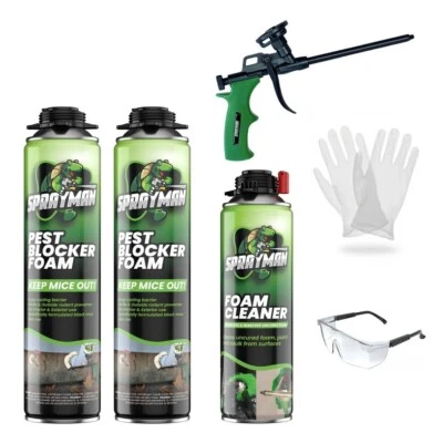 Sprayman Pro Pest Blocker Gun Foam 24oz, 2 Pack - Gun Incl. Set