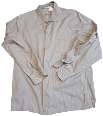 Tommy Bahama Shirt Mens Gray Solid Long Sleeve Button Up Silk Blend Tropical - Image 1 of 4