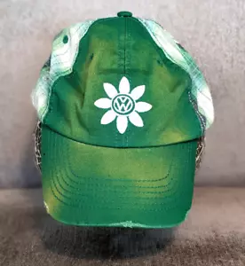 Volkswagen VW Green Plaid Distressed Baseball Golf Cap Hat - Picture 1 of 3