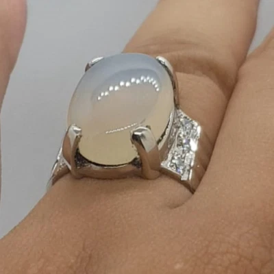 Anillo natural de 5 quilates de duración Najaf para hombre y mujer anillo de plata esterlina 925 piedra lunar Foto 1 de 4