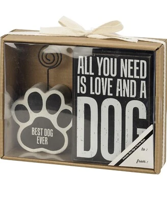 Photo Block Stand Love And A Dog Boxed Gift Set Note holder - Image 1 of 4