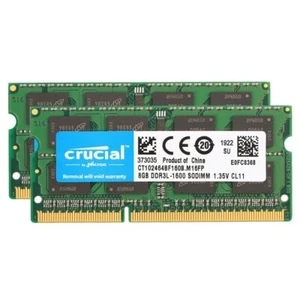 NEW Crucial 16GB 2X8GB 2Rx8 PC3L-12800S DDR3L-1600MHz 1.35V Laptop Memory RAM - Picture 1 of 1