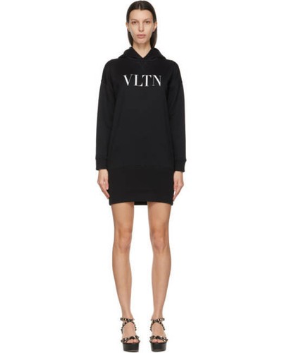 VALENTINO VLTN MAGLIONE ABITO FELPA CON CAPPUCCIO STAMPA LOGO COTONE JERSEY NUOVO CON ETICHETTE 100%AUTENTICO