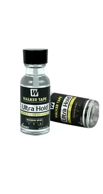 2 x Walker Tape Ultra Hold Kleber für Spitzenperücken & Toupets 0,5oz mit Bürste
