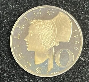 1980 AUSTRIA 10 SCHILLING COIN - PROOF - Rare From Mint Set - Toned - Picture 1 of 2