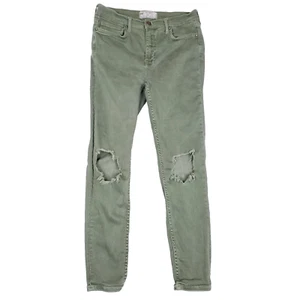 Free People Distressed Skinny Jeans Size 27 Green Streetwear Retro Vibes - Picture 1 of 10