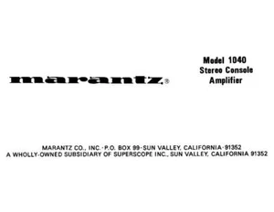 Manual de instrucciones Operating Instructions para Marantz 1040 - Imagen 1 de 1