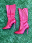 Sachi Red Leather Boots Size 7