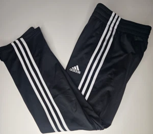 Adidas Boys Sweat Pants Size Medium (10-12) Black 3 Stripes - Picture 1 of 8