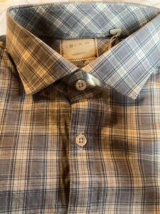 NEW $195 Billy Reid Standard Cut Blue Plaid Long Sleeve Button-Up Shirt - M - Picture 1 of 5