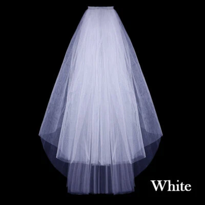 Wedding White Bridal Veil Double Layer with Comb Veils Headwear Accessories - Image 1 of 4