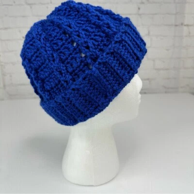 Hecho a mano Unisex Nuevo Azul Real Streetwear Invierno Tejido Gorro - Adulto S/M Foto 1 de 4