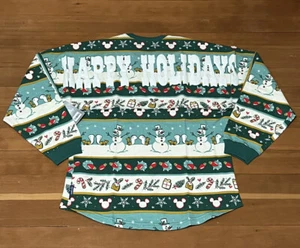 Green Adult Mickey Mouse Icon Holiday Spirit Jersey Christmas Happy Holidays - Picture 1 of 8