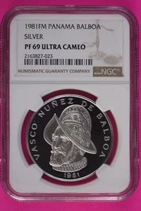 1981 Panama PF 69 Ultra Cameo Proof Silver Balboa NGC Certified Graded Slab 1006 - Picture 1 of 4