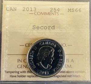 Canada - 25 cents - 2013 - Secord - ICCS Graded - MS-66 - Bild 1 von 3