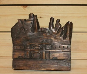 Vintage Handschnitzerei Holz Wandbehang Plakette Festung - Bild 1 von 7