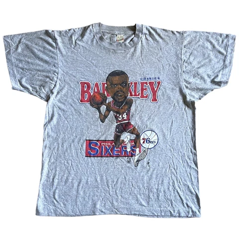Vintage 80s Charles Barkley Philadelphia 76ers Salem Screen Stars NBA T Shirt L Cover