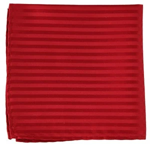New Men's Polyester Woven pocket square hankie red tone on tone stripes prom - Picture 1 of 2