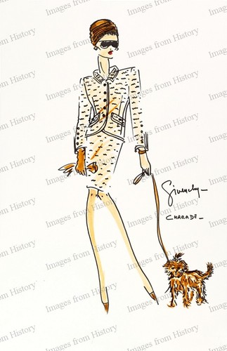 Stampa 8x10 Audrey Hepburn Hubert de Givenchy costume schizzo farsa 1963